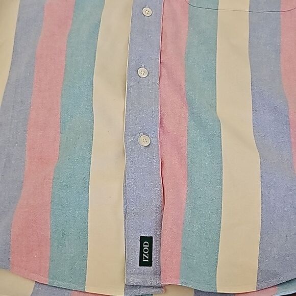 Izod Multi-Colored Stripe Color Block Button Down Shirt Size Small, Cotton - Picture 3 of 7